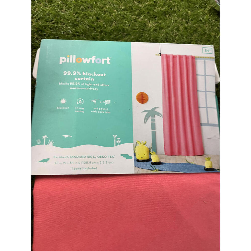 Pillowfort 99.9% Blackout Pink Twill Curtain Panel Coral Bright color 84"